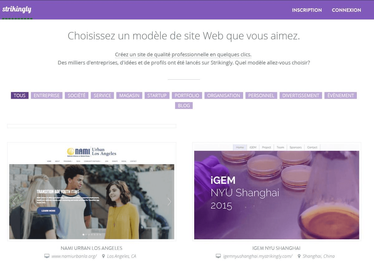 null Modèles de sites Strikingly